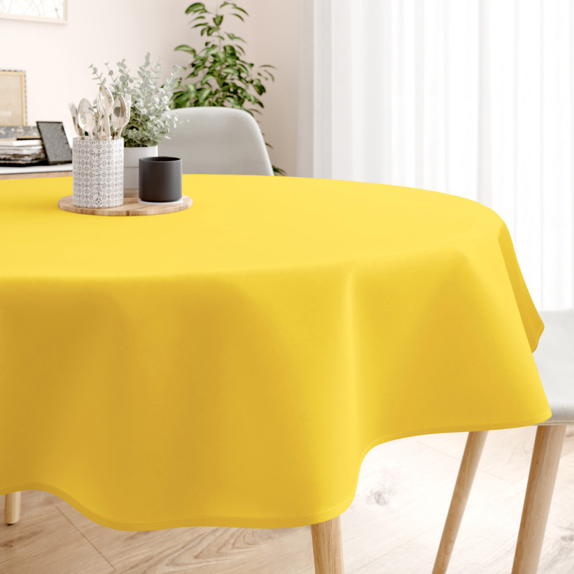 Față de masă 100% bumbac galben - rotundă