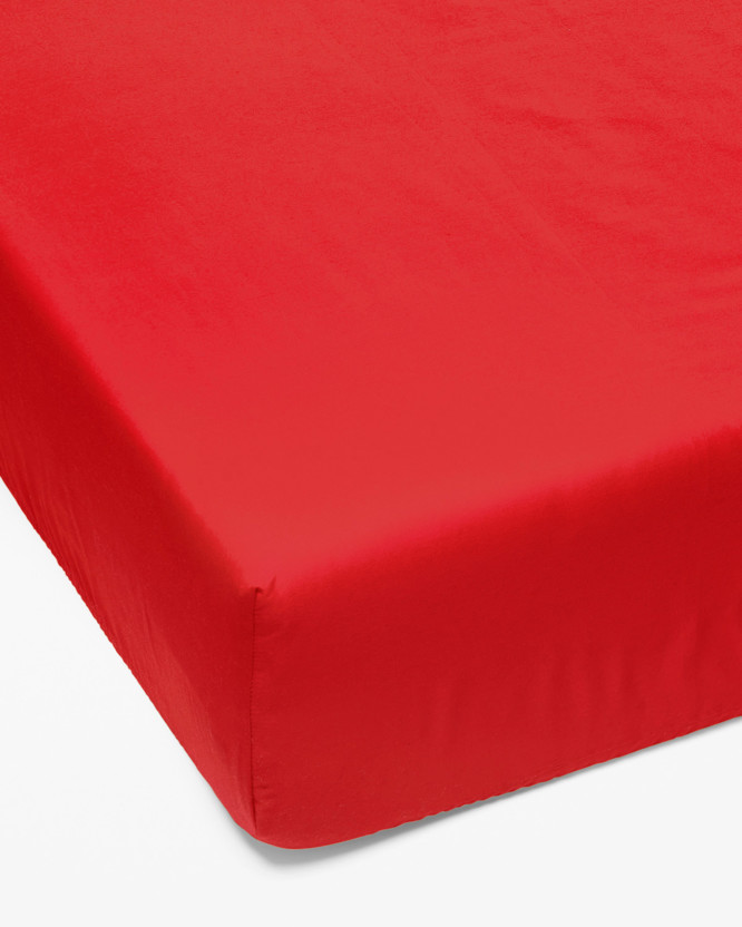 Cearceaf de pat 100% bumbac cu elastic - roșu