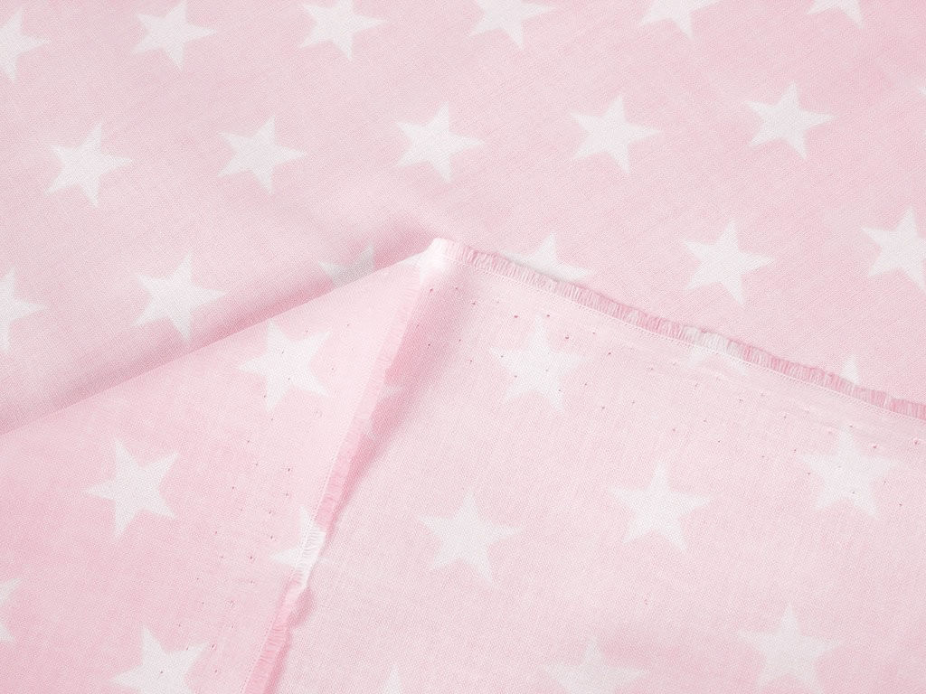 Țesătură din bumbac 100% SIMONA - steluțe albe pe roz deschis