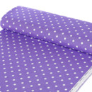 Țesătură decorativă LONETA - model 336 puncte albe pe violet - lățime 140 și 280 cm