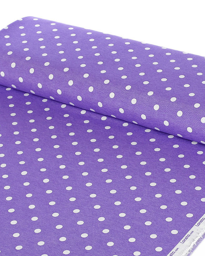 Țesătură decorativă LONETA - puncte albe pe violet