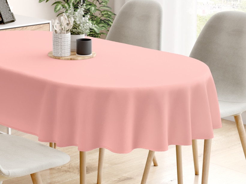 Față de masă din bumbac roz pastel - ovală