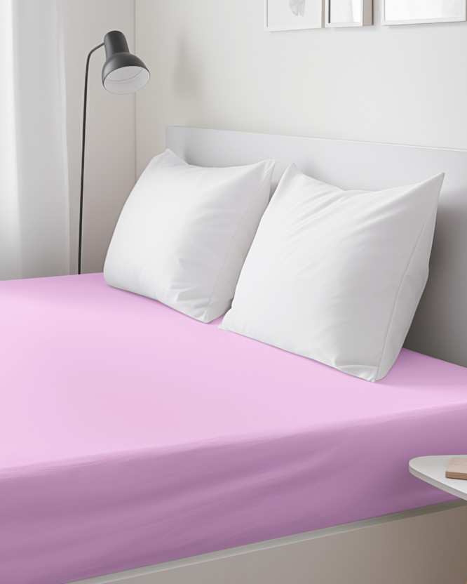 Cearceaf de pat 100% bumbac cu elastic - lila