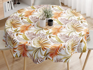 Față de masă decorativă LONETA - model 542 frunze de palmier colorate - rotundă