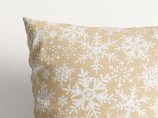 Față de pernă din bumbac de Crăciun - model 092 - fulgi de zăpadă pe auriu