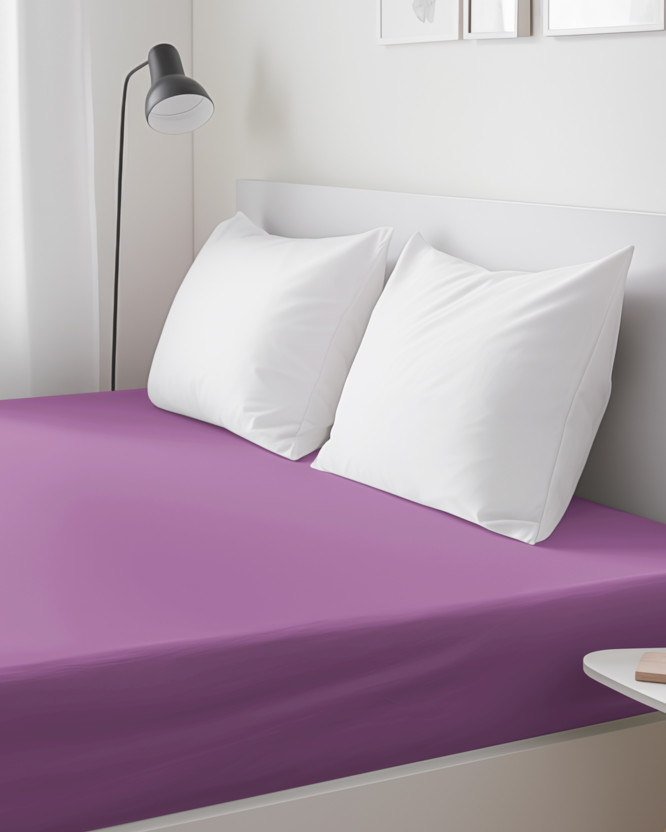 Cearceaf de pat 100% bumbac cu elastic - violet
