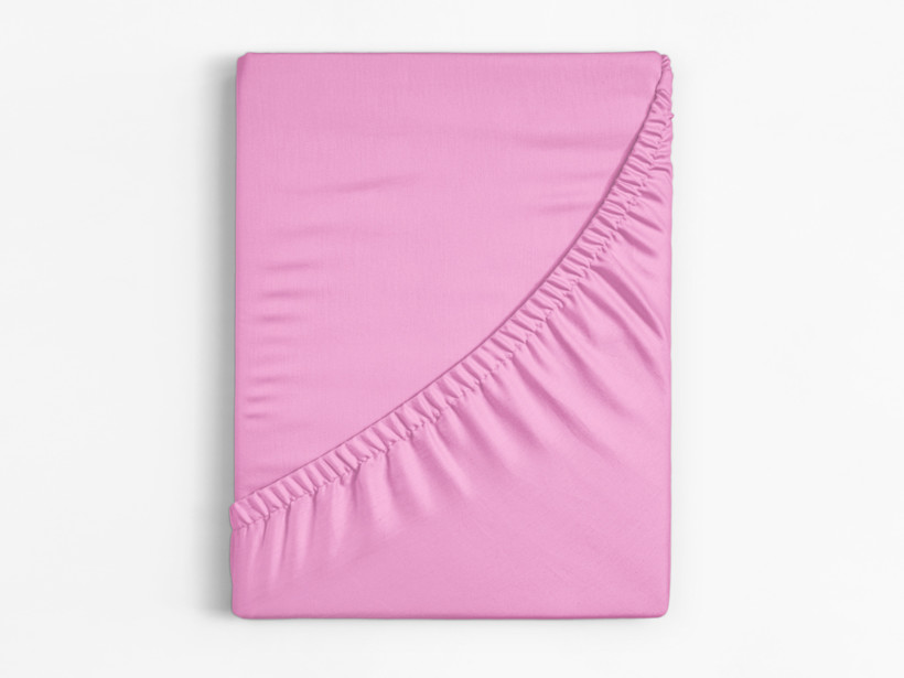 Cearceaf de pat 100% bumbac cu elastic - roz