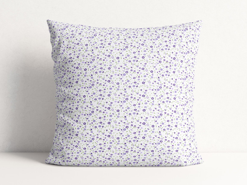 Față de pernă din 100% bumbac - flori mici violet
