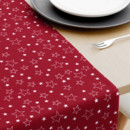 Napron de masă din bumbac - model 015 - steluțe albe pe roșu