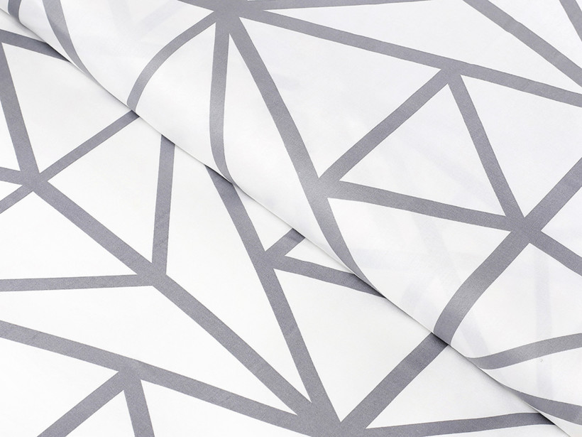 Țesătură din bumbac satinat Deluxe - forme geometrice gri pe alb