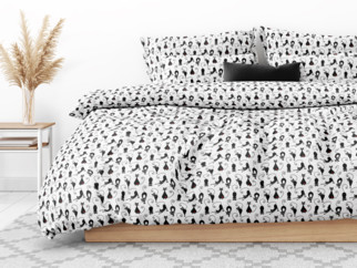 Lenjerie de pat din 100% bumbac - model 533 - pisici negre pe alb