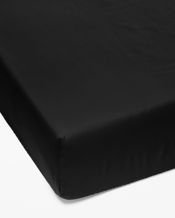 Cearceaf de pat 100% bumbac cu elastic - negru