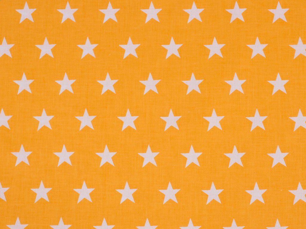 Țesătură SIMONA 100% bumbac - steluțe albe pe portocaliu