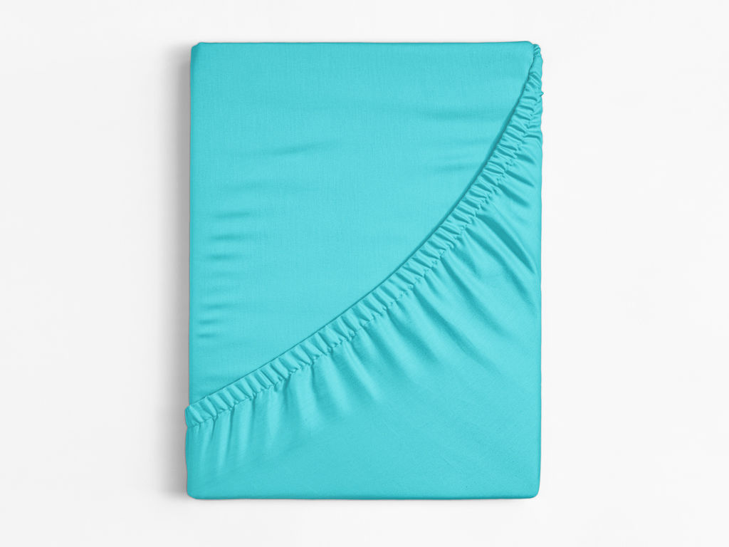 Cearceaf de pat 100% bumbac cu elastic - albastru turcoaz