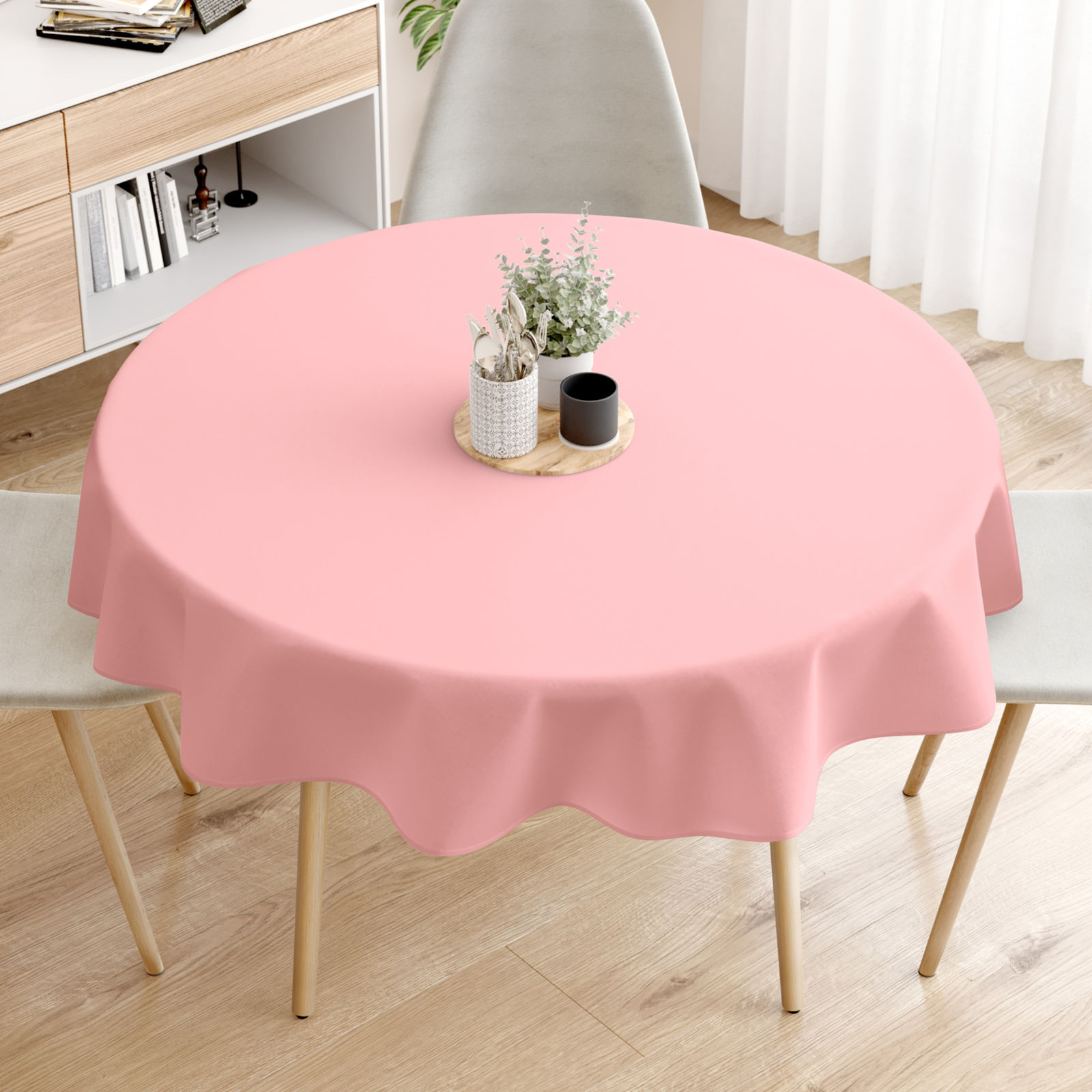 Față de masă LONETA - roz - rotundă