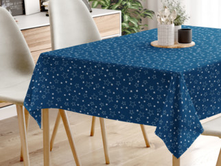 Față de masă din bumbac - model 016 - steluțe albe pe albastru