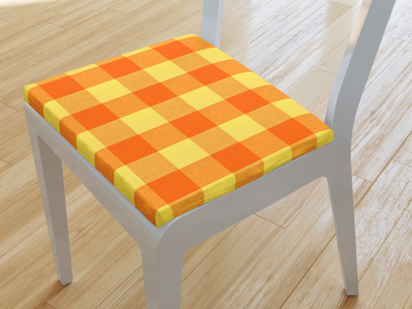 Pernă pentru scaun 38x38 cm - KANAFAS - carouri mari galben-portocaliu