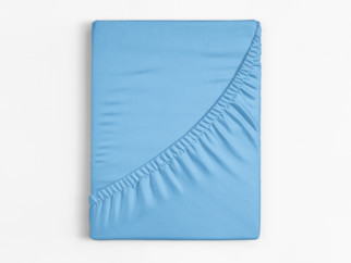Cearceaf de pat din bumbac cu elastic - albastrul cerului