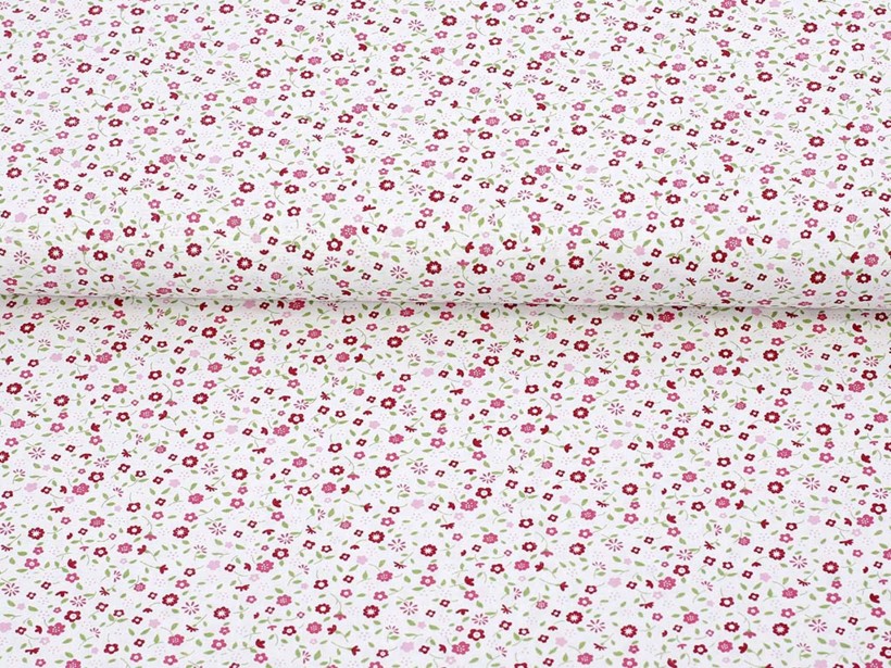 Țesătură din bumbac 100% SIMONA - flori pictate roz