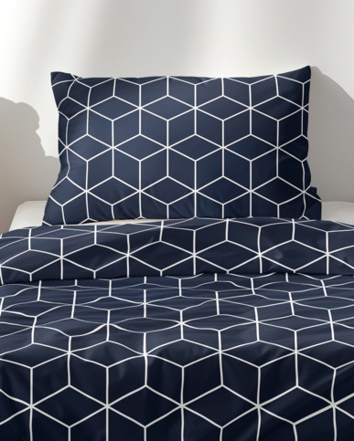 Lenjerie de pat pentru copii din 100% bumbac - mozaic pe albastru intens
