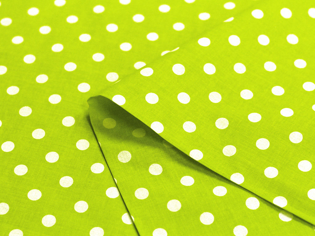 Țesătură din bumbac 100% SIMONA - buline albe pe verde deschis