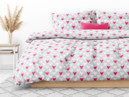 Lenjerie de pat din 100% bumbac - model 510 - inimioare roz și albe pe gri