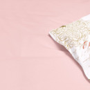 Lenjerie de pat Duo 100% pânză de bumbac - bujori cu versuri și roz pudră