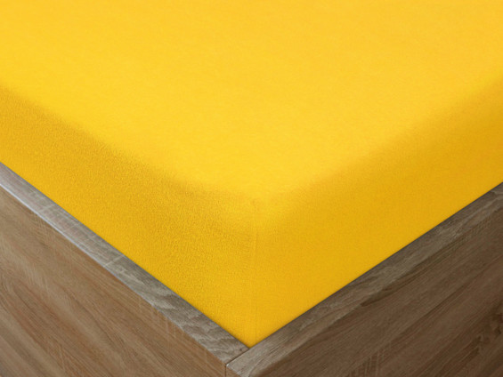 Cearceafuri de pat din terry cu elastic - galben