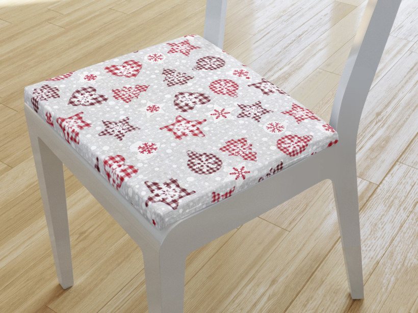 Pernă pentru scaun 38x38 cm VERONA - model 493 - simboluri de Crăciun în carouri