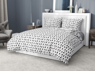 Lenjerie de pat din bumbac - model 533 - pisici negre pe alb