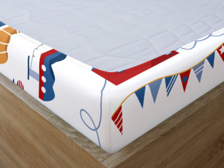 Cearceaf de pat din bumbac cu elastic - model 035 motive nautice