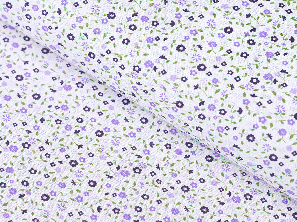 Țesătură SIMONA 100% bumbac - flori mici violet