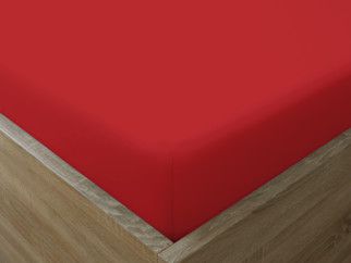 Cearceaf de pat din bumbac cu elastic - roșu