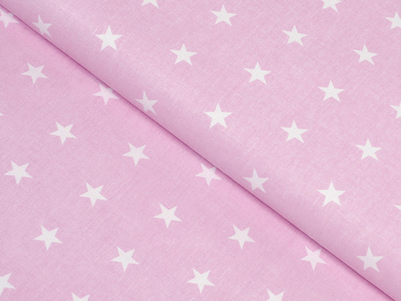 Țesătură din bumbac 100% SIMONA - model 1042 steluțe albe pe roz - la metru - lățime 160 cm