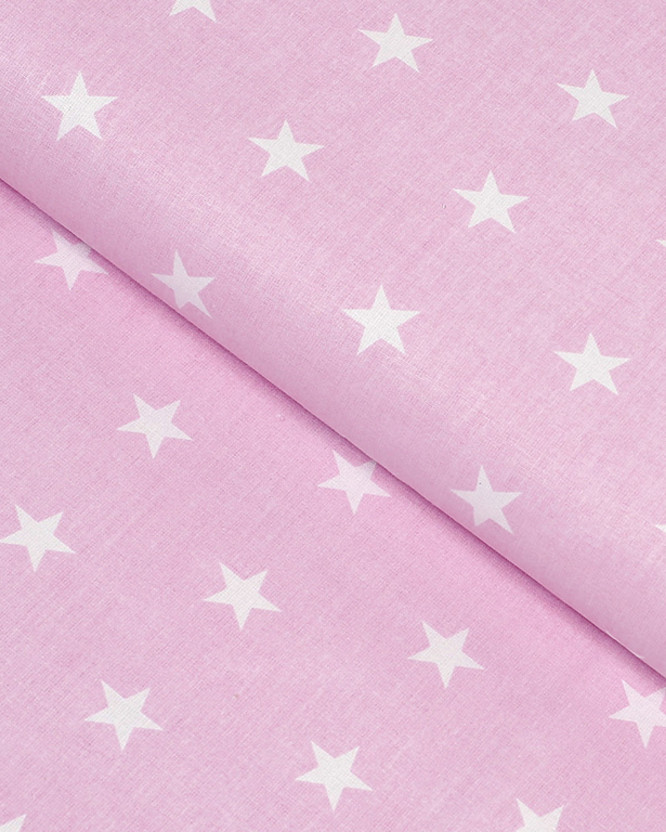 Țesătură SIMONA 100% bumbac - steluțe albe pe roz