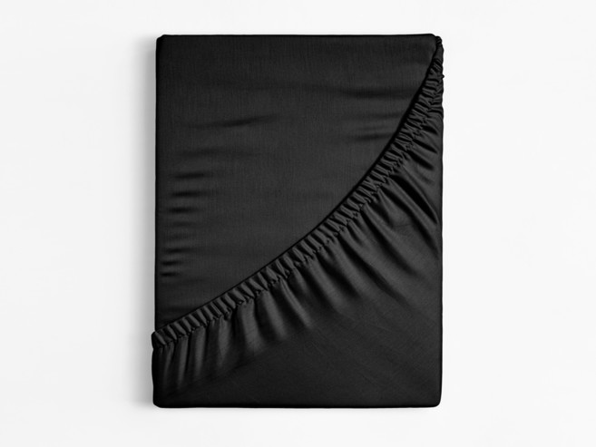 Cearceaf de pat cu elastic din bumbac satinat de lux - model 005 negru