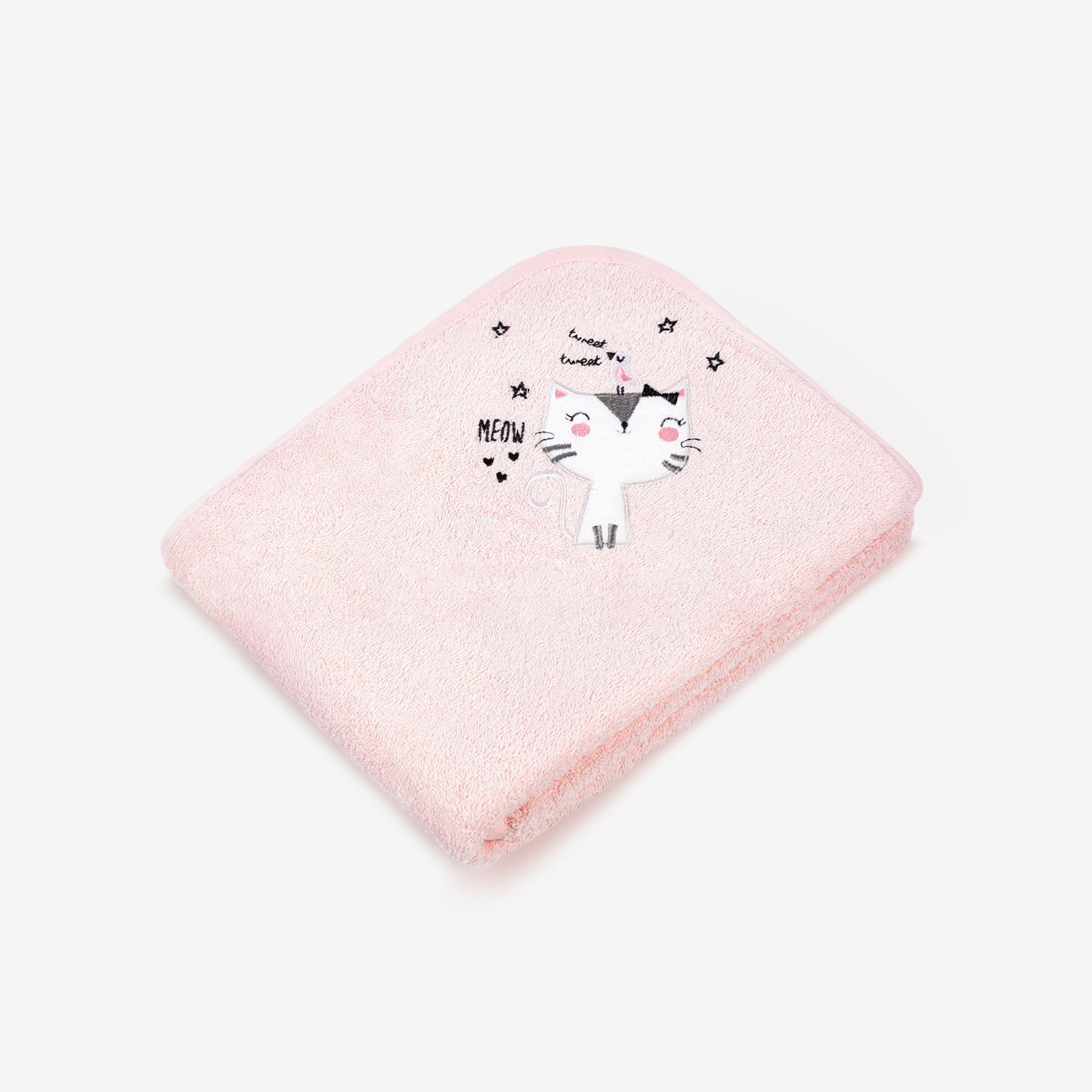 Prosop de mâini din frotir LILI pentru copii 100x100 cm - roz - pisică