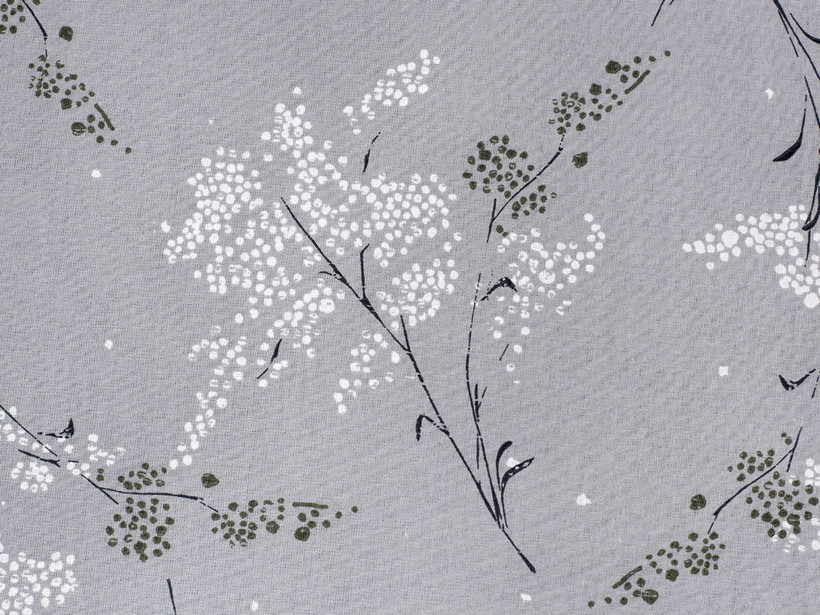 Țesătură SIMONA 100% bumbac - flori japoneze pe gri