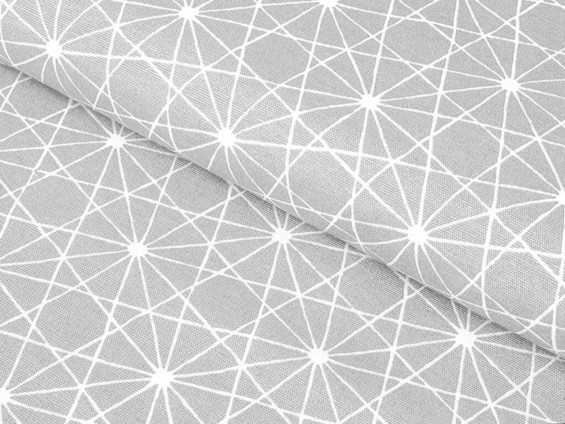 Țesătură decorativă LONETA - model 300 linii albe pe gri - lățime 140 și 280 cm