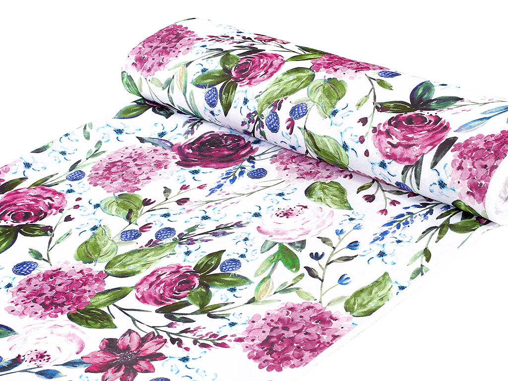 Țesătură teflonată pentru fețe de masă - model 065 flori mov