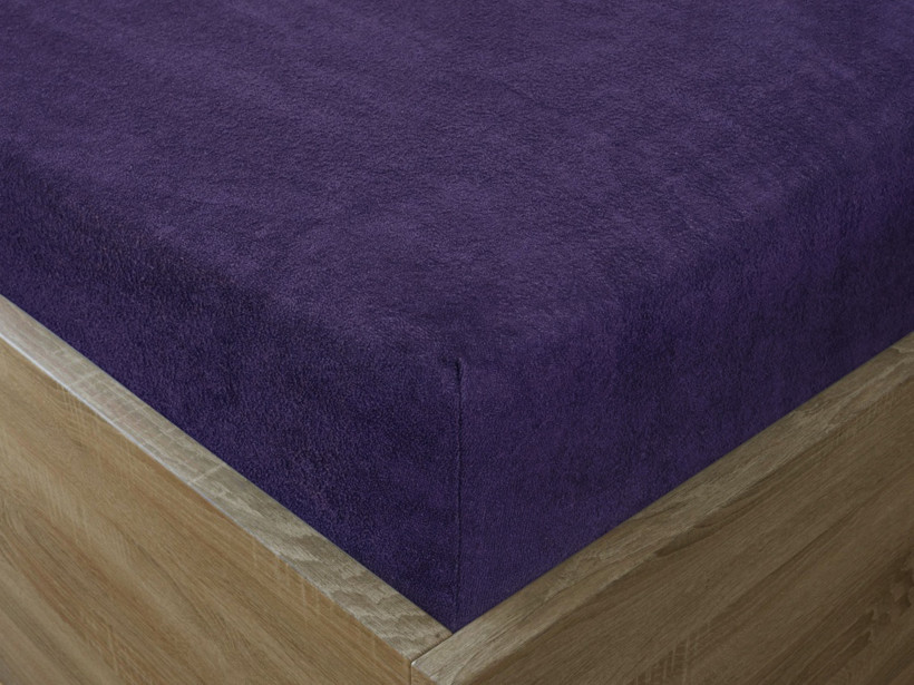 Cearceafuri de pat din terry cu elastic - violet închis