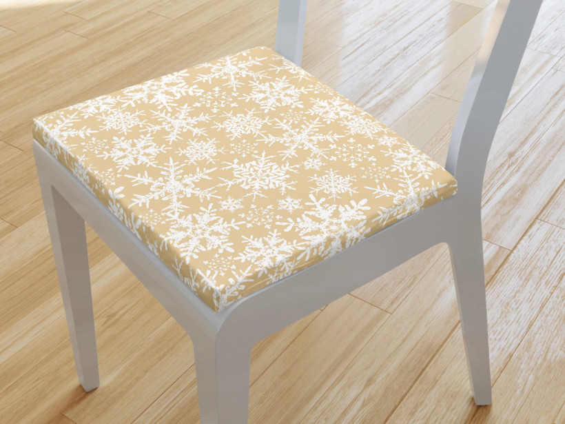 Pernă pentru scaun 38x38 cm - fulgi de zăpadă pe auriu