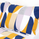 Lenjerie de pat creponată Deluxe - model 1107 forme geometrice colorate