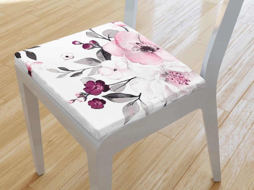 Pernă pentru scaun din bumbac 38x38 cm - flori de cireș Sakura