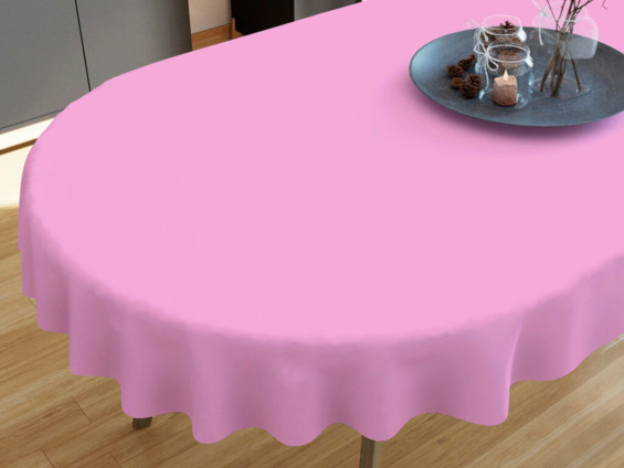 Față de masă din bumbac roz - ovale
