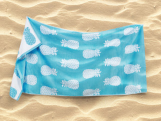 Prosop de plajă frotir ANANAS - albastru-alb 90x180 cm