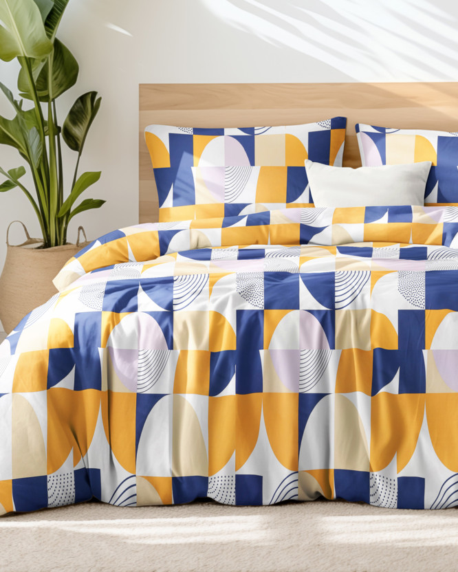 Lenjerie de pat din 100% bumbac Deluxe - forme geometrice colorate