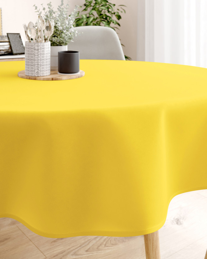 Față de masă 100% bumbac galben - rotundă