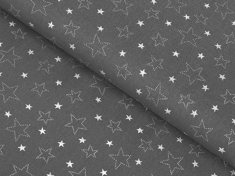 Țesătură SIMONA 100% bumbac - steluțe albe pe gri