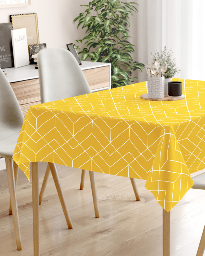 Față de masă 100% bumbac - mozaic galben